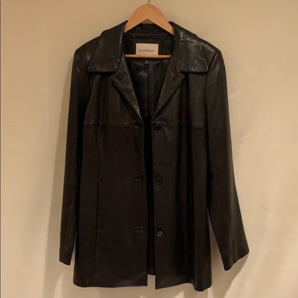 Lady Hathaway Black Leather Button Up jacket M